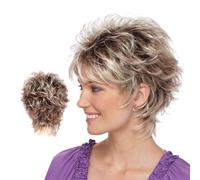 Curly Wig, Short Blonde Wig Fluffy Layered One Size Adjustable Short Hair Wigs Synthetic Breathable Matte Wigs for Women Ash Gold