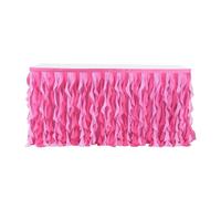Curly Willow Design Table Skirt Tulle Tutu White Table Skirts for Wedding Birthday Baby Shower Party Decorations Table Skirting(Pink Rose)