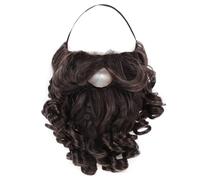 Curly Wizard Beard Realistic Fake Beard Costume Fake Mustache For Halloween(Brown)