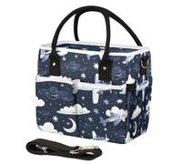CURLYOOT Aircraft Insulated Lunch Bag for Women Men Adults, Flying Airplane Navy Blue Lunch Box with Adjustable Shoulder Strap Large Lunchs Tote Bag for Work Picnic Camping