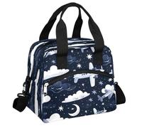 CURLYOOT Aircraft Insulated Lunch Bag for Women Men Adults, Flying Airplane Navy Blue Lunch Box with Adjustable Shoulder Strap Reusable Lunch Tote Bag Cooler Bag for Work Picnic Camping