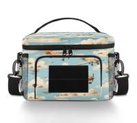 CURLYOOT Aircrafts Flying Cute Tactical Lunch Bag Large Insulated Lunch Box for Women Men, Leakproof Cooler Bag with Shoulder Strap, Lunchbox for Work Picnic Travel