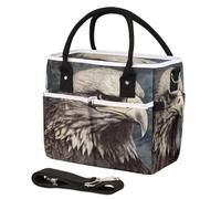 CURLYOOT American Eagles Wild Insulated Lunch Bag for Women Men Adults, Lunch Box with Adjustable Shoulder Strap Large Lunchs Tote Bag for Work Picnic Camping
