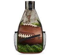 CURLYOOT American Football Sling Bag for Women Men Fanny Pack Small Sling Backpack Rugby Field Crossbody Bag Chest Bag Casual Daypack for Work Travel Hiking