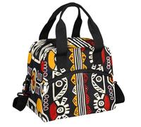 CURLYOOT American Native Style Pattern Insulated Lunch Bag for Women Men Adults, Lunch Box with Adjustable Shoulder Strap Reusable Lunch Tote Bag Cooler Bag for Work Picnic Camping