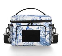 CURLYOOT Animals Peacock Bird Feather Floral Tactical Lunch Bag Large Insulated Lunch Box for Women Men, Leakproof Cooler Bag with Shoulder Strap, Lunchbox for Work Picnic Travel