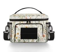 CURLYOOT Bloom Flowers Spring Summer Tactical Lunch Bag Large Insulated Lunch Box for Women Men, Leakproof Cooler Bag with Shoulder Strap, Lunchbox for Work Picnic Travel