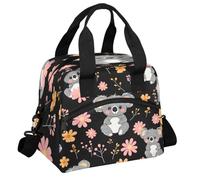 CURLYOOT Cartoon Animal Cute Koala with Flower Insulated Lunch Bag for Women Men Adults, Lunch Box with Adjustable Shoulder Strap Reusable Lunchs Tote Bags Cooler Bag for Work Picnic Camping