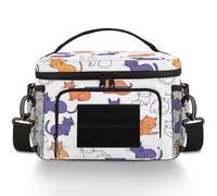 CURLYOOT Cartoon Cats Cute Animal Tactical Lunch Bag Large Insulated Lunch Box for Women Men, Leakproof Cooler Bag with Shoulder Strap, Lunchbox for Work Picnic Travel