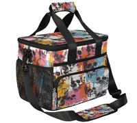 CURLYOOT Color Skull Large Reusable Lunch Bag for Women and Men, Gothic Skeleton Insulated Leakproof Lunch Box for Picnic Hiking Beach, Freezable Cooler Tote Bag Organizer
