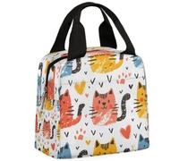 CURLYOOT Colorful Cats Lunch Bag for Women and Men Lunch Tote Bag Reusable Lunch Box Insulated Cooler Bag for Work Picnic Travel Beach