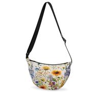 CURLYOOT Crescent Bag for Women Men Lightweight Sling Crossbody Bag with Adjustable Strap Polyester Travel Shoulder Bags, White, Modern