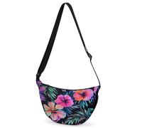 CURLYOOT Crescent Bag for Women Men Lightweight Sling Crossbody Bag with Adjustable Strap Polyester Travel Shoulder Bags, Grey