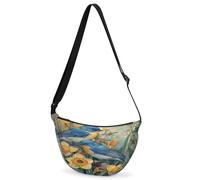 CURLYOOT Crescent Bag for Women Men Lightweight Sling Crossbody Bag with Adjustable Strap Polyester Travel Shoulder Bags, Yellow