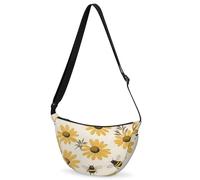 CURLYOOT Crescent Bag for Women Men Lightweight Sling Crossbody Bag with Adjustable Strap Polyester Travel Shoulder Bags, Brown, Modern