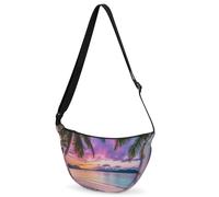 CURLYOOT Crescent Bag for Women Men Lightweight Sling Crossbody Bag with Adjustable Strap Polyester Travel Shoulder Bags, White