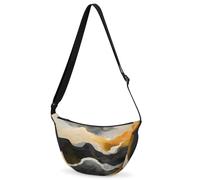 CURLYOOT Crescent Bag for Women Men Lightweight Sling Crossbody Bag with Adjustable Strap Polyester Travel Shoulder Bags, Black, Modern