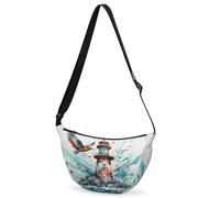CURLYOOT Crescent Bag for Women Men Lightweight Sling Crossbody Bag with Adjustable Strap Polyester Travel Shoulder Bags, Grey