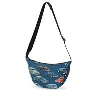 CURLYOOT Crescent Bag for Women Men Lightweight Sling Crossbody Bag with Adjustable Strap Polyester Travel Shoulder Bags, Blue, Modern