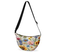 CURLYOOT Crescent Bag for Women Men Lightweight Sling Crossbody Bag with Adjustable Strap Polyester Travel Shoulder Bags, Black