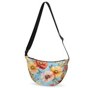 CURLYOOT Crescent Bag for Women Men Lightweight Sling Crossbody Bag with Adjustable Strap Polyester Travel Shoulder Bags, Beige