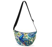 CURLYOOT Crescent Bag for Women Men Lightweight Sling Crossbody Bag with Adjustable Strap Polyester Travel Shoulder Bags, Blue