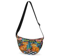 CURLYOOT Crescent Bag for Women Men Lightweight Sling Crossbody Bag with Adjustable Strap Polyester Travel Shoulder Bags, Green, Modern