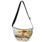 CURLYOOT Crescent Bag for Women Men Lightweight Sling Crossbody Bag with Adjustable Strap Polyester Travel Shoulder Bags, Green, Modern