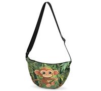CURLYOOT Crescent Bag for Women Men Lightweight Sling Crossbody Bag with Adjustable Strap Polyester Travel Shoulder Bags, Black