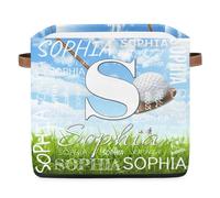 CURLYOOT Custom Cube Storage Bin with Name, 13 Inch Collapsible Storage Cube Bin, Personalized Name Foldable Baskets for Shelves Closet Organizer, Sport Theme Golf
