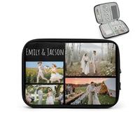 CURLYOOT Custom Electronics Travel Organizer Case with Photo Text, Personalized Portable Cable Organizer Cord Storage Bag, Personalized Gifts Travel Electronic Accessories for Charger Phone SD Card