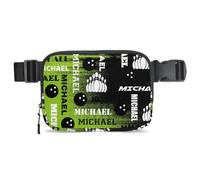 CURLYOOT Custom Fanny Pack for Women Waist Packs Crossbody Belt Bag with Adjustable Strap for Sports Workout Running Traveling Hiking, Green Black Print, Medium, Modern
