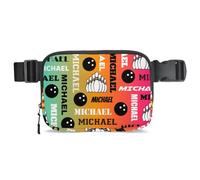 CURLYOOT Custom Fanny Pack for Women Waist Packs Crossbody Belt Bag with Adjustable Strap for Sports Workout Running Traveling Hiking, Red Yellow Blues, Medium, Modern