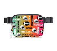 CURLYOOT Custom Fanny Pack for Women Waist Packs Crossbody Belt Bag with Adjustable Strap for Sports Workout Running Traveling Hiking, Red Yellow Blues, Medium, Modern