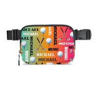 CURLYOOT Custom Fanny Pack for Women Waist Packs Crossbody Belt Bag with Adjustable Strap for Sports Workout Running Traveling Hiking, Red Yellow Blues, Medium, Modern