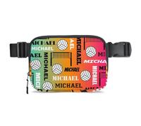 CURLYOOT Custom Fanny Pack for Women Waist Packs Crossbody Belt Bag with Adjustable Strap for Sports Workout Running Traveling Hiking, Red Yellow Blues, Medium, Modern