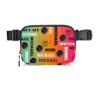 CURLYOOT Custom Fanny Pack for Women Waist Packs Crossbody Belt Bag with Adjustable Strap for Sports Workout Running Traveling Hiking, Red Yellow Blues, Medium, Modern
