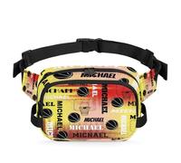 CURLYOOT Custom Fanny Pack for Women Waist Packs Crossbody Belt Bag with Adjustable Strap for Sports Workout Running Traveling Hiking, Red Yellow, Medium, Modern