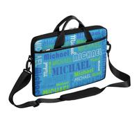 CURLYOOT Custom Laptop Sleeve Case with Name, Personalized Laptop Bag 13-14 inch Handbag Waterproof Messenger Shoulder Bag Computer Carrying Bag, Blue Green
