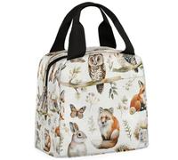 CURLYOOT Cute Cartoon Forest Animal Owl Bunny Lunch Bag for Women and Men Lunch Tote Bag Reusable Lunch Box Insulated Cooler Bag for Work Picnic Travel Beach