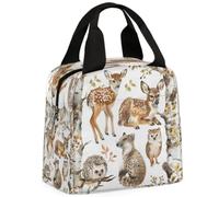 CURLYOOT Cute Cartoon Forest Animal Owl Deer Lunch Bag for Women and Men Lunch Tote Bag Reusable Lunch Box Insulated Cooler Bag for Work Picnic Travel Beach
