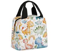 CURLYOOT Cute Dinosaur Rainbow Lunch Bag for Women and Men Lunch Tote Bag Reusable Lunch Box Insulated Cooler Bag for Work Picnic Travel Beach