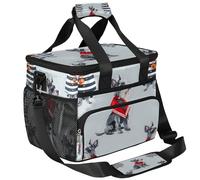 CURLYOOT Cute Dog Scottish Terrier Large Reusable Lunch Bag for Women and Men, Insulated Leakproof Lunch Box for Picnic Hiking Beach, Freezable Cooler Tote Bag Organizer