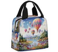 CURLYOOT Cute Hot Air Balloons Lunch Bag for Women and Men Lunch Tote Bag Reusable Lunch Box Insulated Cooler Bag for Work Picnic Travel Beach