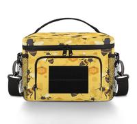 CURLYOOT Cute Yellow Bumble Bee Tactical Lunch Bag Large Insulated Lunch Box for Women Men, Leakproof Cooler Bag with Shoulder Strap, Lunchbox for Work Picnic Travel