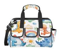 CURLYOOT Dinosaur Cute Funny Rainbow Tool Bag for Men and Women, 14.8inch Heavy Duty Tools Tote Organizer Bags, Waterproof Tool box Storage Bag with Adjustable Shoulder Strap