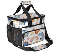 CURLYOOT Dinosaur Rainbow Large Reusable Lunch Bag for Women and Men, Insulated Leakproof Lunch Box for Picnic Hiking Beach, Freezable Cooler Tote Bag Organizer