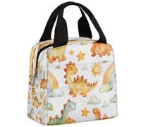 CURLYOOT Dinosaur Rainbow Pattern Lunch Bag for Women and Men Lunch Tote Bag Reusable Lunch Box Insulated Cooler Bag for Work Picnic Travel Beach