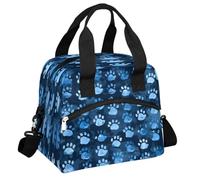 CURLYOOT Dog Paws Insulated Lunch Bag for Women Men Adults, Puppy Cat Footprint Lunch Box with Adjustable Shoulder Strap Reusable Lunch Tote Bag Cooler Bag for Work Picnic Camping
