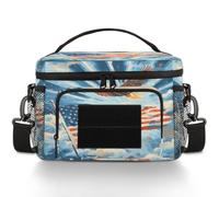 CURLYOOT Eagles 4th of July Independence Day Victory Flag Tactical Lunch Bag Large Insulated Lunch Box for Women Men, Leakproof Cooler Bag with Shoulder Strap for Work Picnic Travel